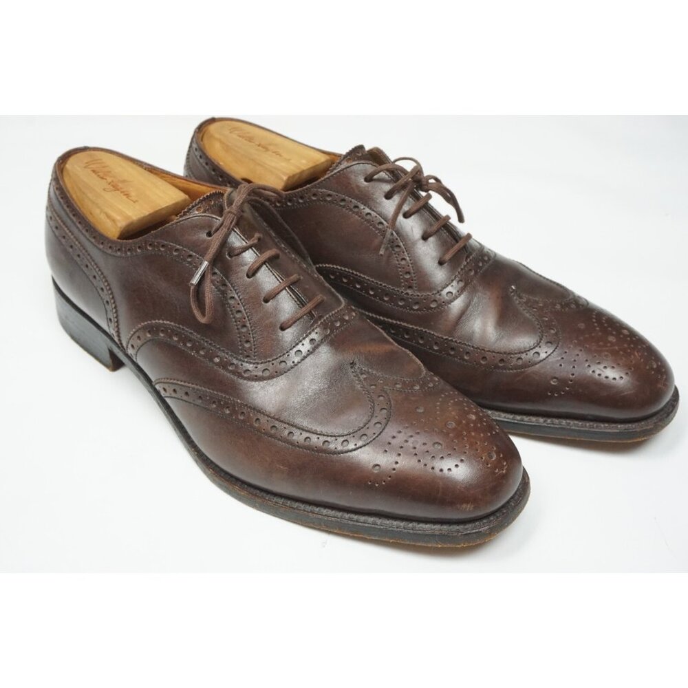 JM Weston Wing Tip 376 Richelieu Brown Mens Shoes Sz 10E Made France